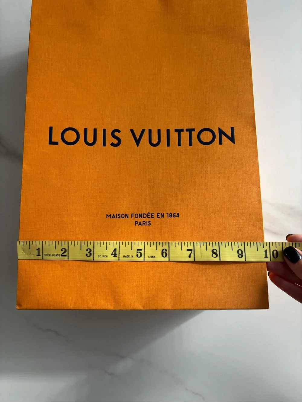 Louis Vuitton Orange Paper Shopping Bag with Blue Rope Handles 10x14 inch
